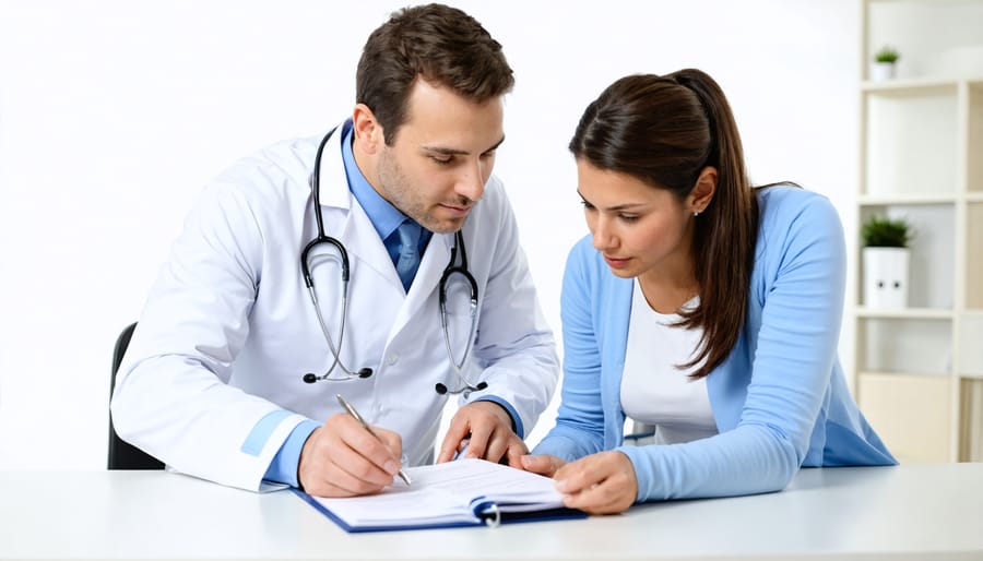 Doctor and parent discussing treatment options in a medical office