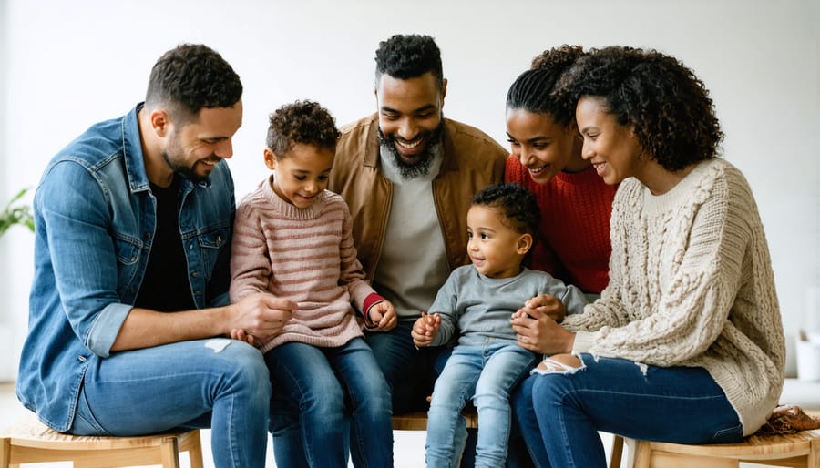 Parents sharing experiences in a supportive group environment